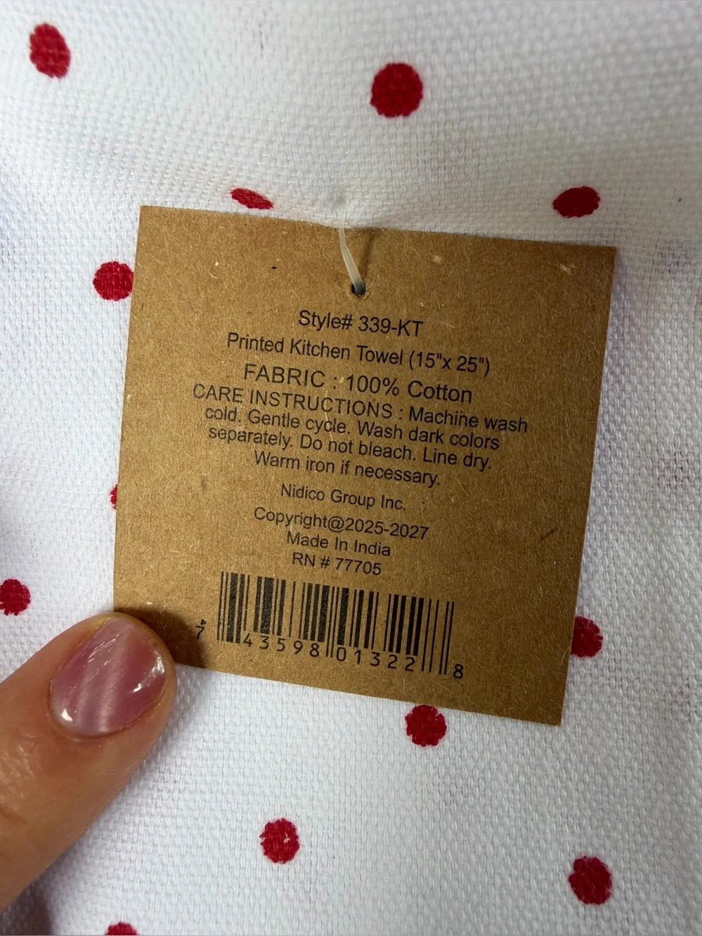 Mabelle Kitchen Towels, 15” x 25” - Set of 2, 100% cotton, NWT